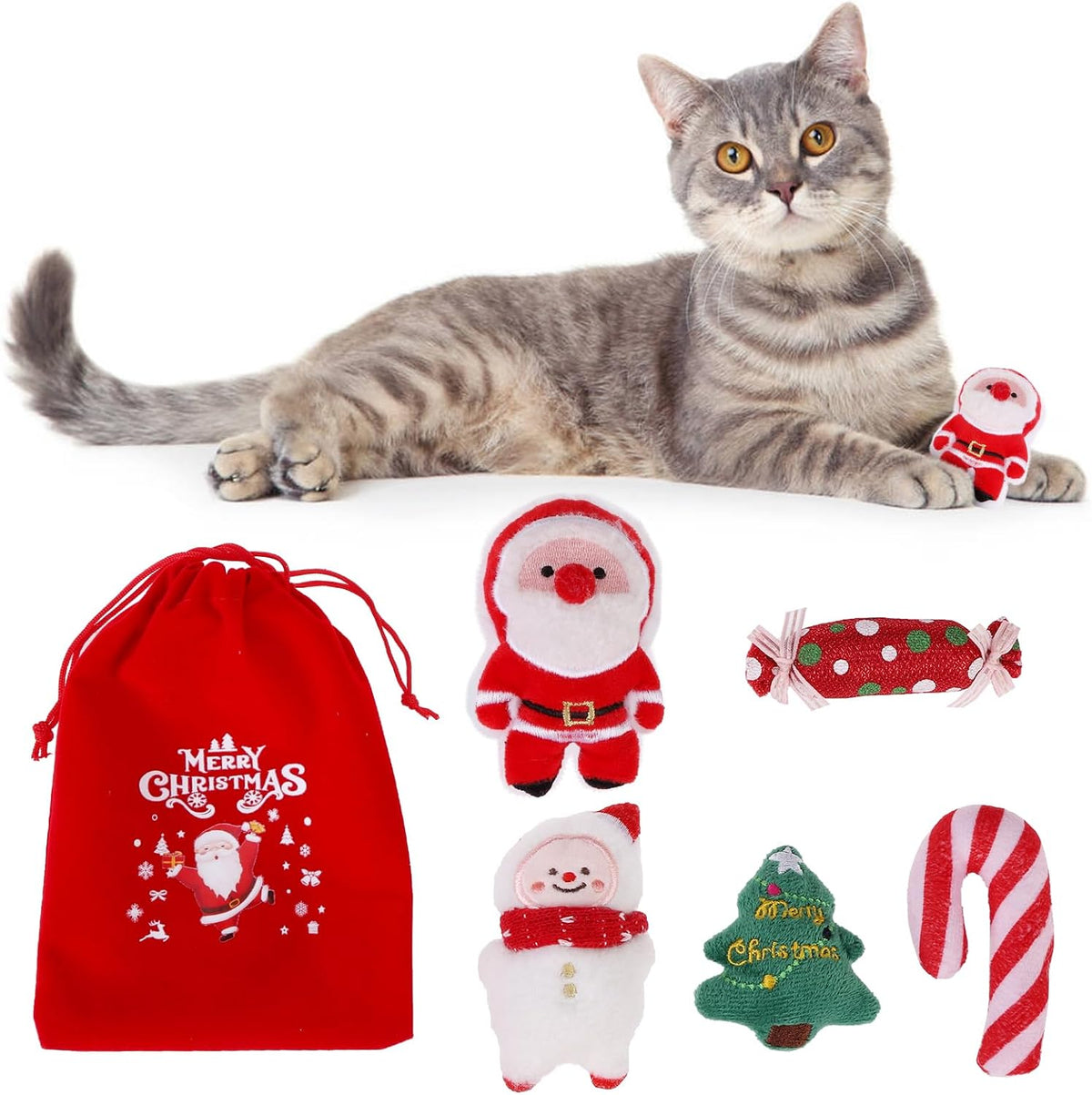 KOOLTAIL Cat Catnip Toys for Halloween - Christmas(5 Pack) / Red
