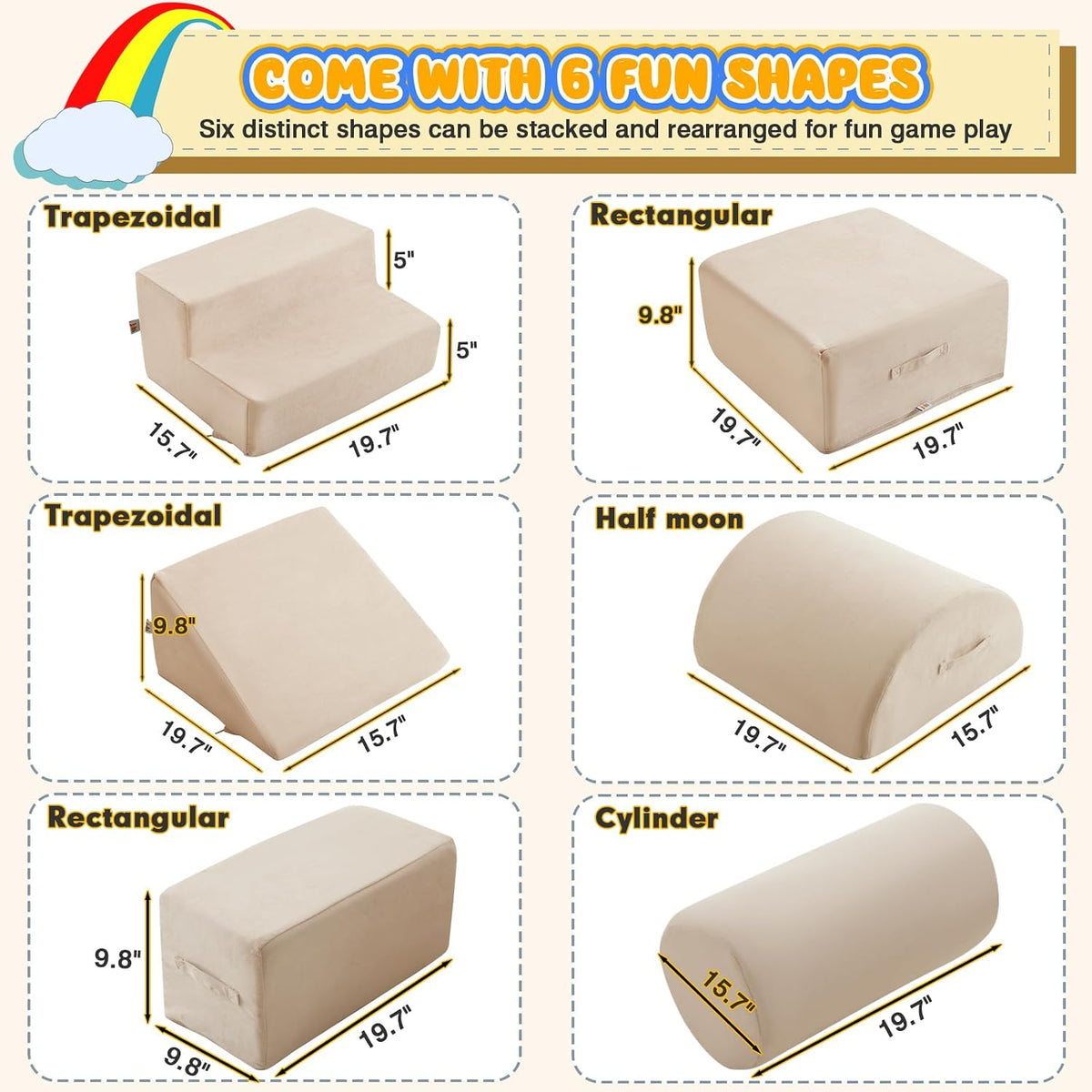 jela 6-piece soft foam climbing blocks for toddlers in brown - view 7