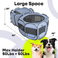 EighteenTek XLarge 2-in-1 Pop up Dog Playpen, Assembly-Free, with Leakproof Pet Pee Pads,Portable Foldable Cat Tent Enclosure Indoor Outdoors Puppy Kittens Small Animals Crates (L, 90" Lx45 Wx28 H)