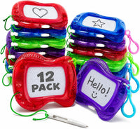 4E's Novelty 12 pack of mini magnetic drawing boards with keychain clips in assorted colors