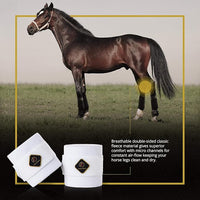 Kavallerie Elastic Fleece Bandages for Horses, Non- Slip and Snug fit Breathable Material for Injury Protection and Superior Legs Support, Stocking up Solution - White - (2 Units Per Pack)