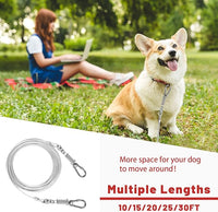 Dog Tie Out Cable 10/15/20/25/30FT Dog Run Cable Rosy Pink/Blue/Purple/Silver/Red/Green/YellowTie Out Cable for Large Dogs Heavy Duty for Outside Hold Large Dogs Up to 250LBS