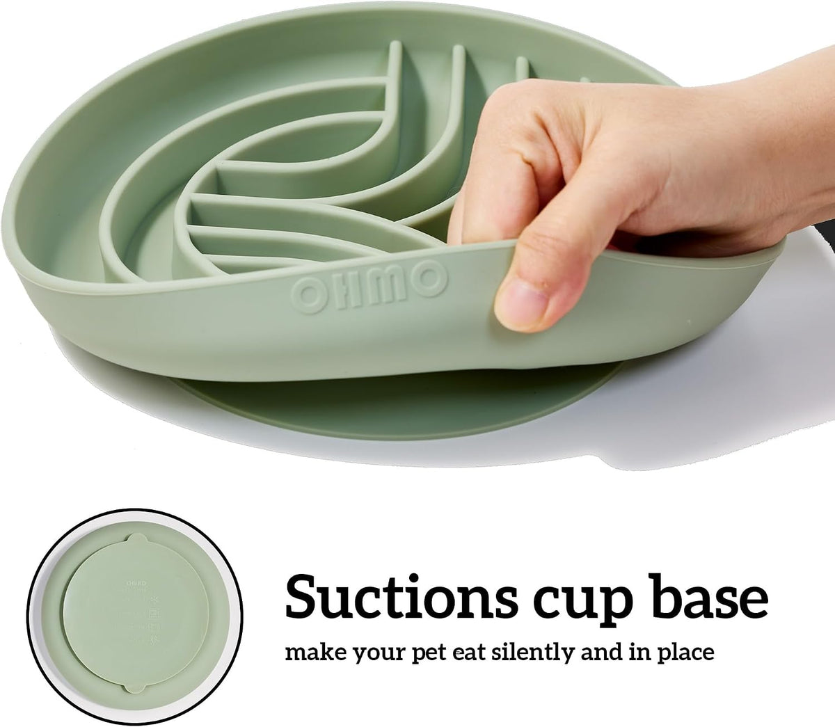 OHMO Slow Feeder Dog Bowl, 5.9" Lick Mat for Dogs, Tree of Life - Sage Green / Tree Life-L (7.9") - image 4