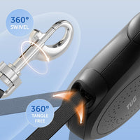 TUG Quest Retractable Dog Leash, 360° Tangle-Free - Black / Small - image 4