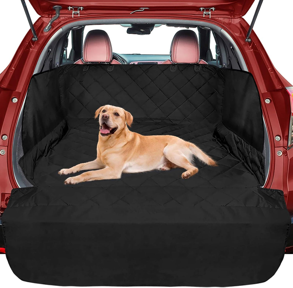SUV Cargo Liner for Dogs, Trunk Cover with Bumper Flap Protector - Black / Standard / Mid-Size Series