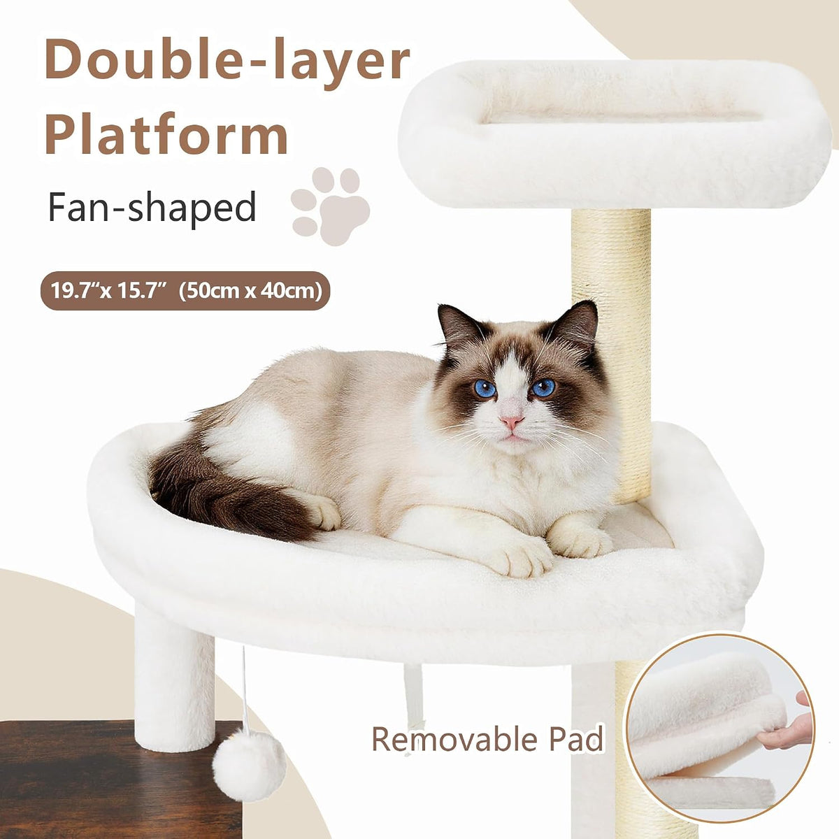 Modern Cat Tree, 76'' Tall Cat Tower, 3 Big Platform GCT103WB - Rustic Brown / 70.9 inches - image 3