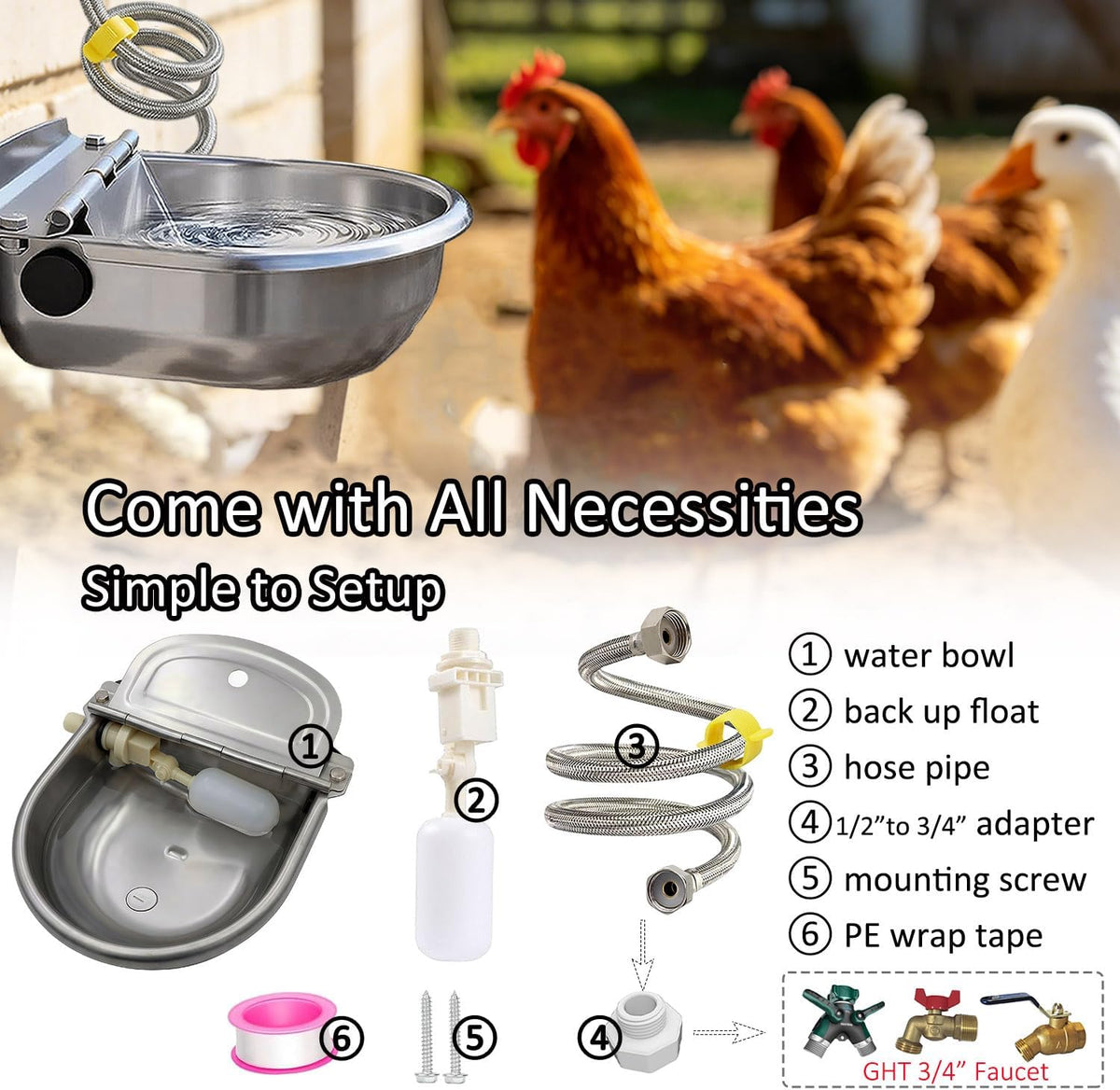 Automatic Water Dispenser Dog Water Bowl 304 Stainless Large Pet - Metallic Gray / Large - image 3