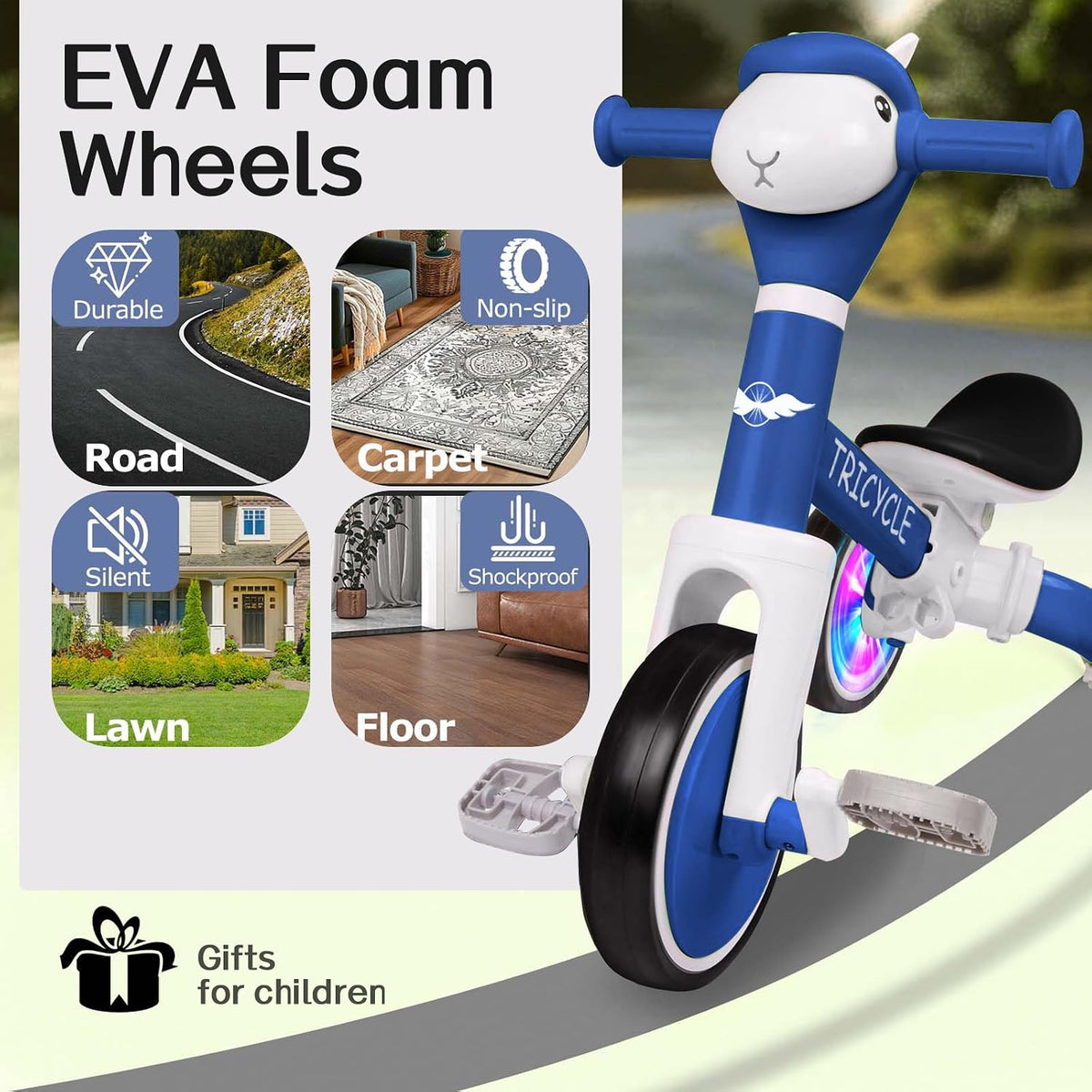 Tricycle for Kids 1-3 Year Olds - Flash Wheel Blue - image 3