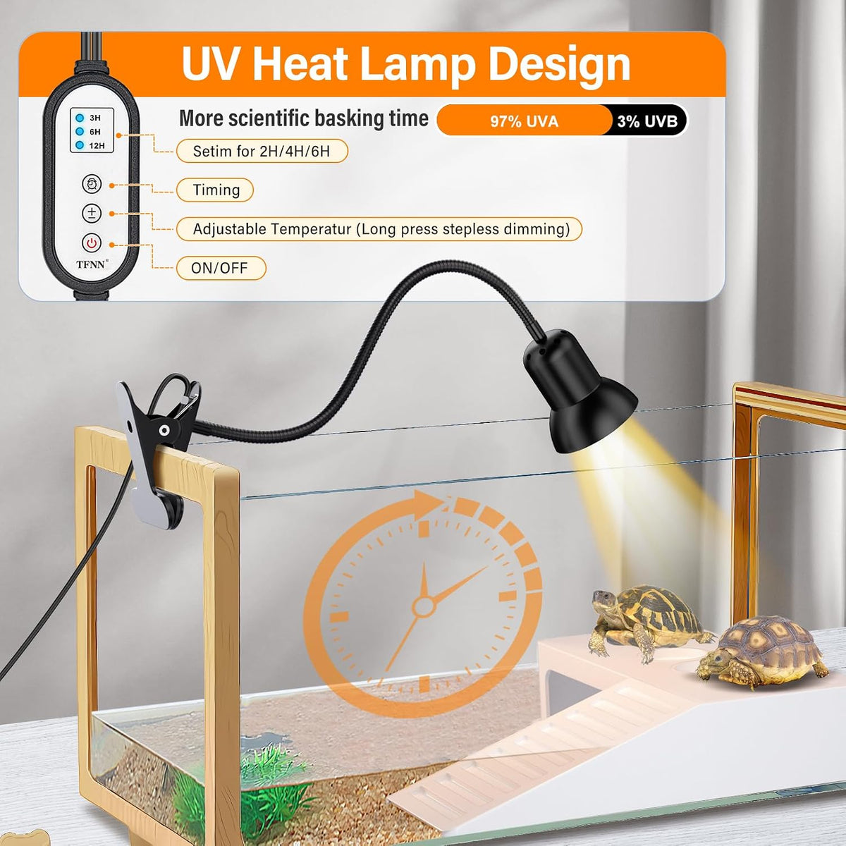 TFNN Reptile Heat Lamp, Heat Lamp with Clamp - image 4
