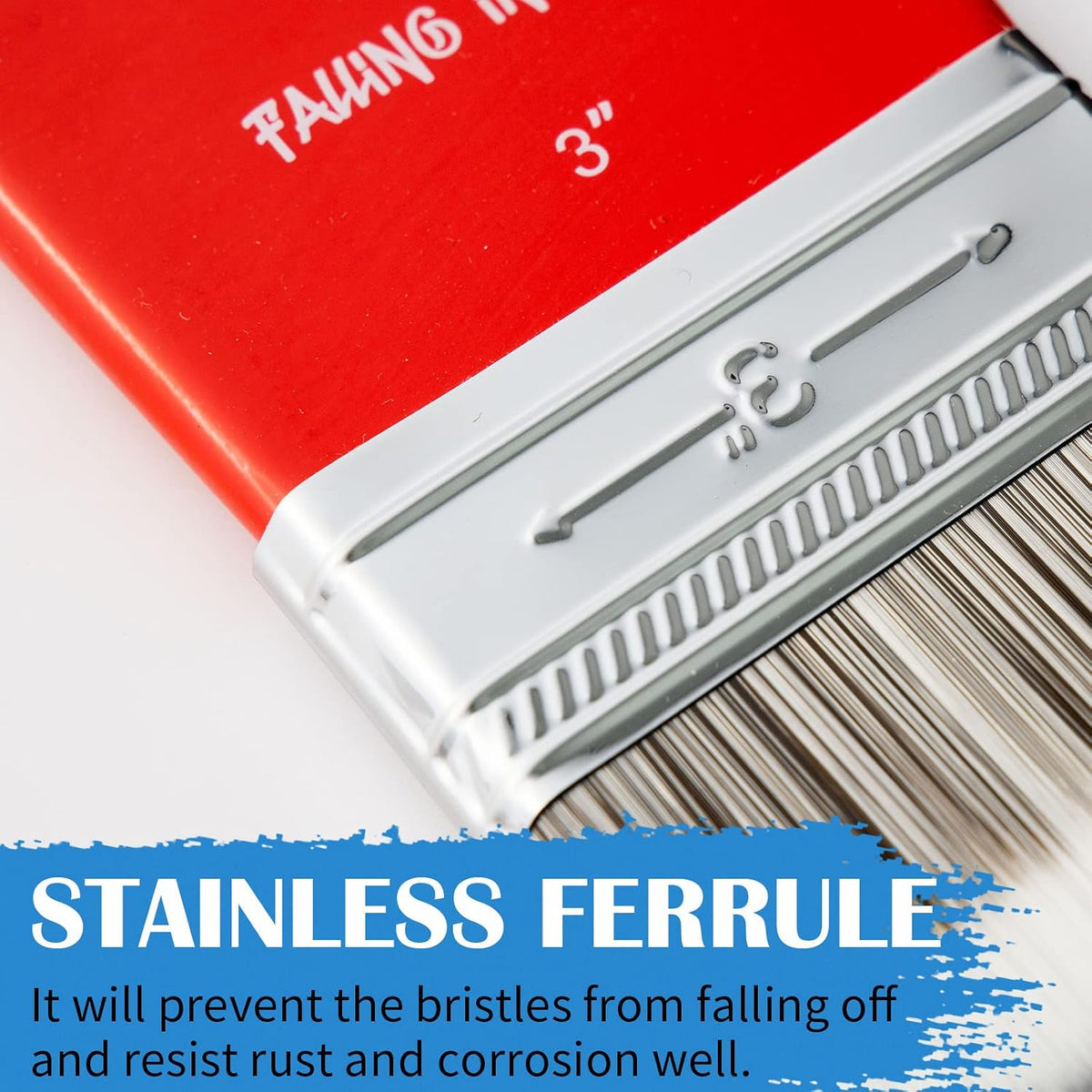 Falling in Art large 8 inch flat paddle paint brush with stainless steel ferrule - view 33