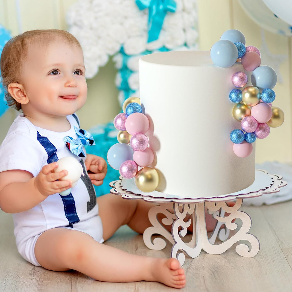 ASTARON 50 Pcs Ball Cake Topper Sticks Mini Balloons for Cake - Pink Blue Series - image 4