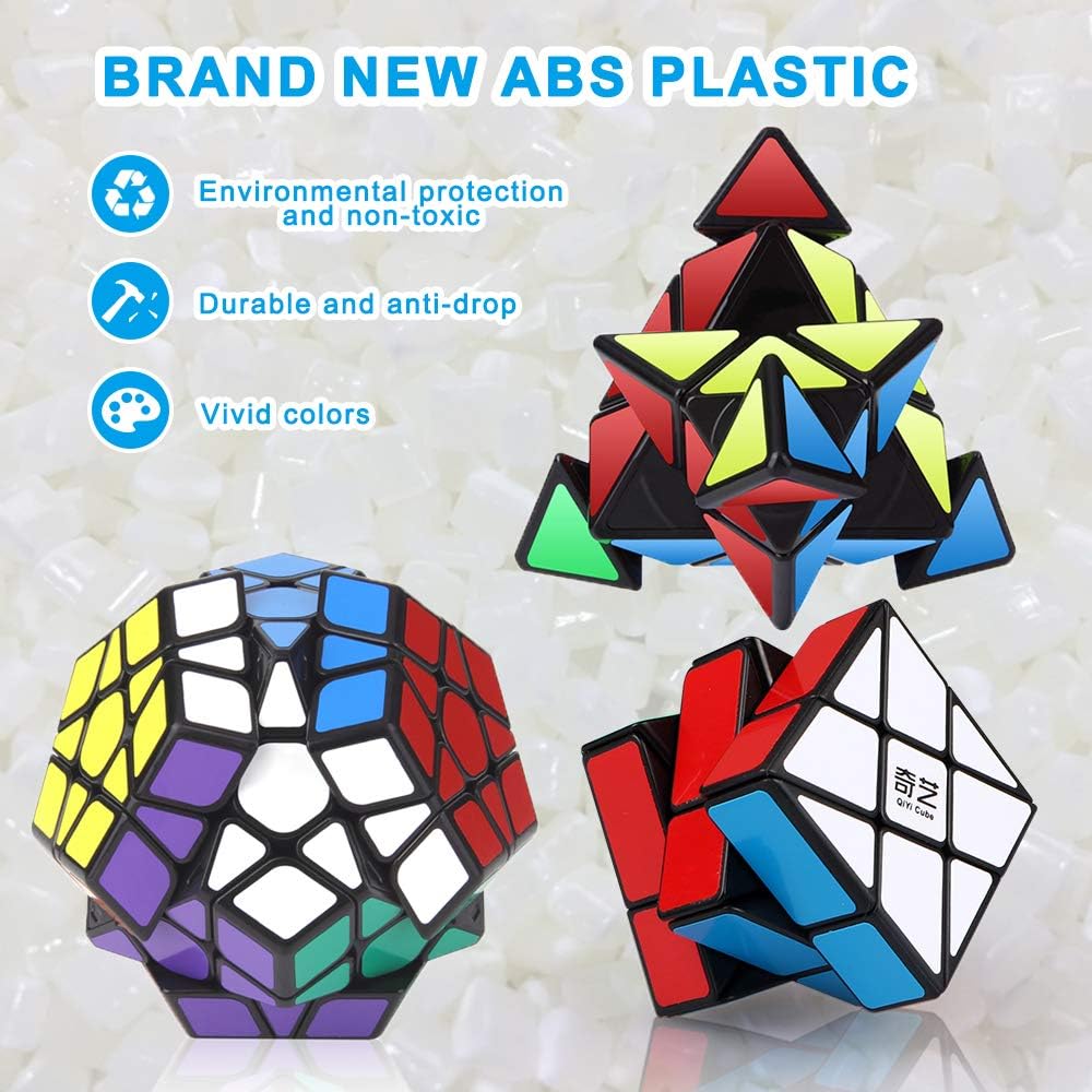 Speed Cube Set, ROXENDA 2x2 3x3 Pyramid Cube Bundle [3 Pack] – Fun for Kids & Family - 5 Pack Black - image 2
