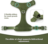 No Pull Dog Harness for Small Medium Large Dogs - Adjustable Two-Layer Mesh Dog Vest with Dual Clip, Escape Proof, Quick Release, Lightweight Breathable Mesh for Walking Hiking (Misty Green,L)