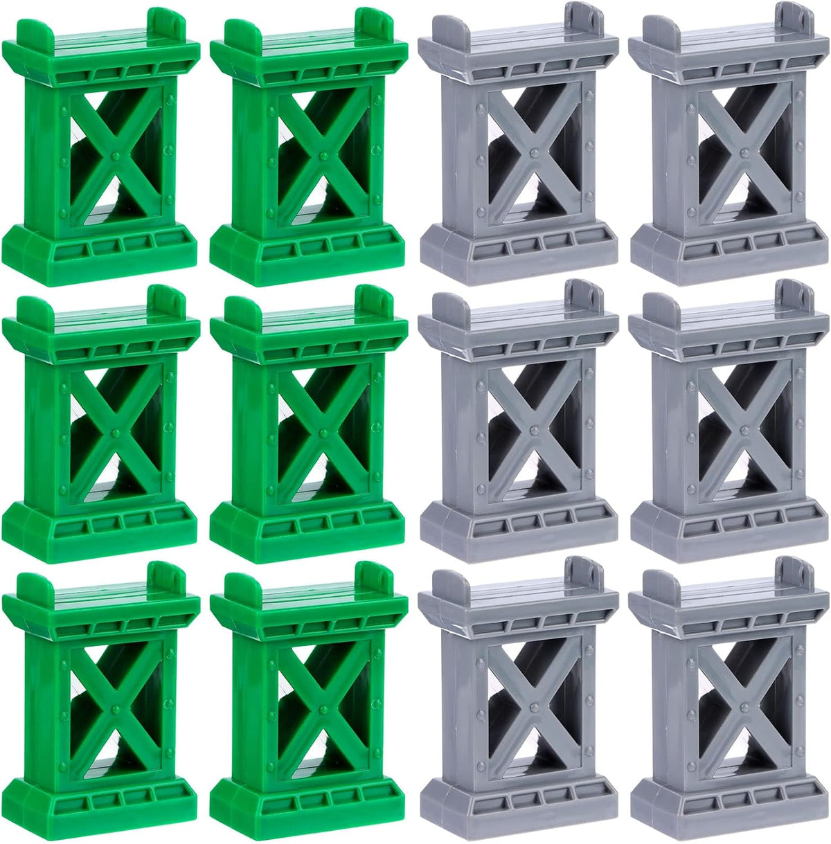 Ioffersuper 6 pack grey train bridge piers raising a wooden railway track - view 2