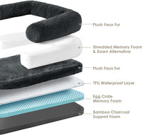 EHEYCIGA Foldable Human Dog Bed, Orthopedic Memory Foam Human Sized Dog Bed, Waterproof Pet Bed for People, Faux Fur Pet Couch for Adult, Dark Grey, 72"x44"x11"