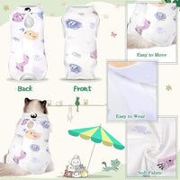 Nuanchu 3 Pieces Cat Recovery Suit Kitten Recovery Suit E-Collar Alternative for Cats and Dogs Abdominal Skin Anti Licking Pajama Clothes Sets(Cute Pattern,Medium)