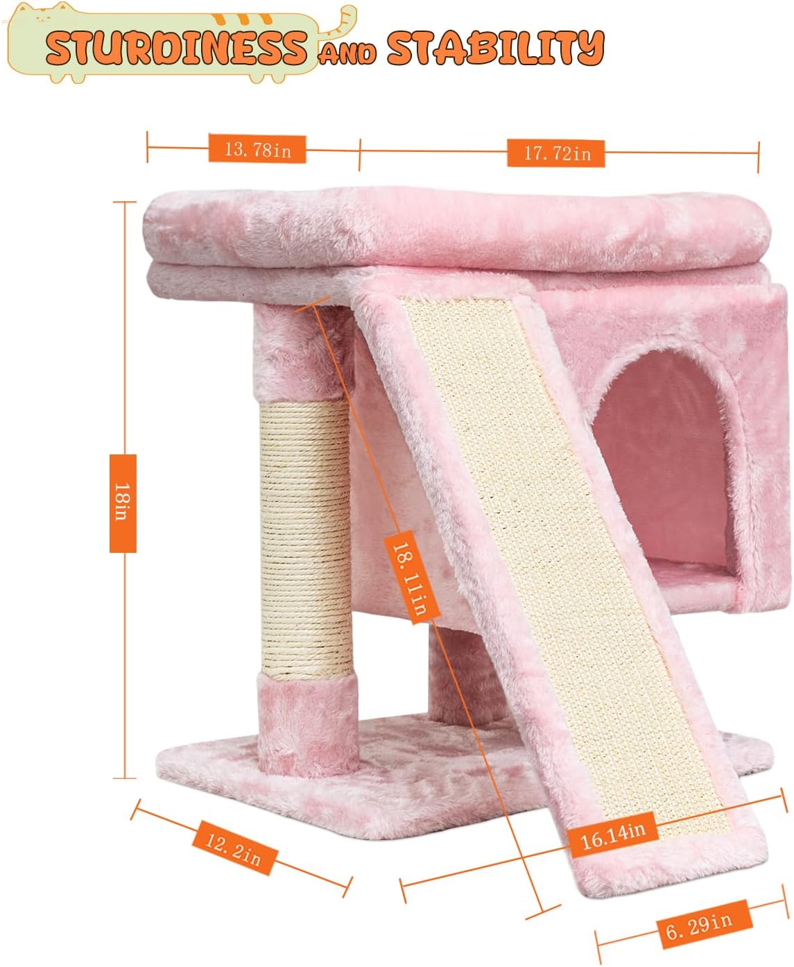 SYANDLVY Gothic Cat Tree with Coffin Bed for Indoor Cats - Pink - image 3