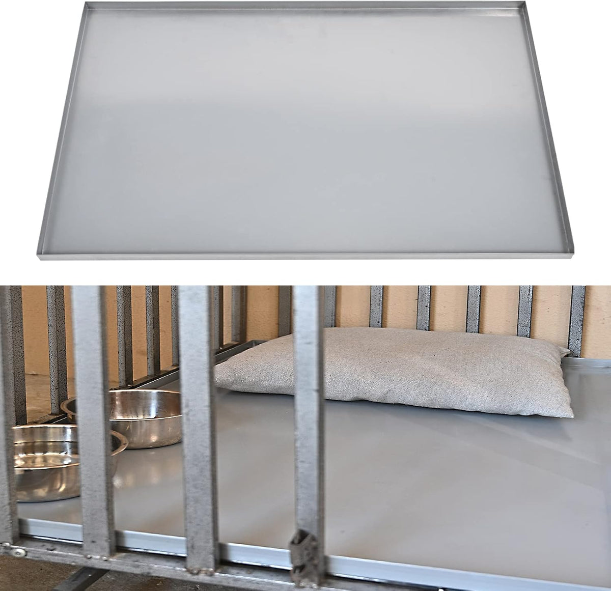 47x29.13x1 Replacement Tray for Dog Crate, Galvanized - Galvanized with coating / 41.0"L x 27.3"W x 1.0"H
