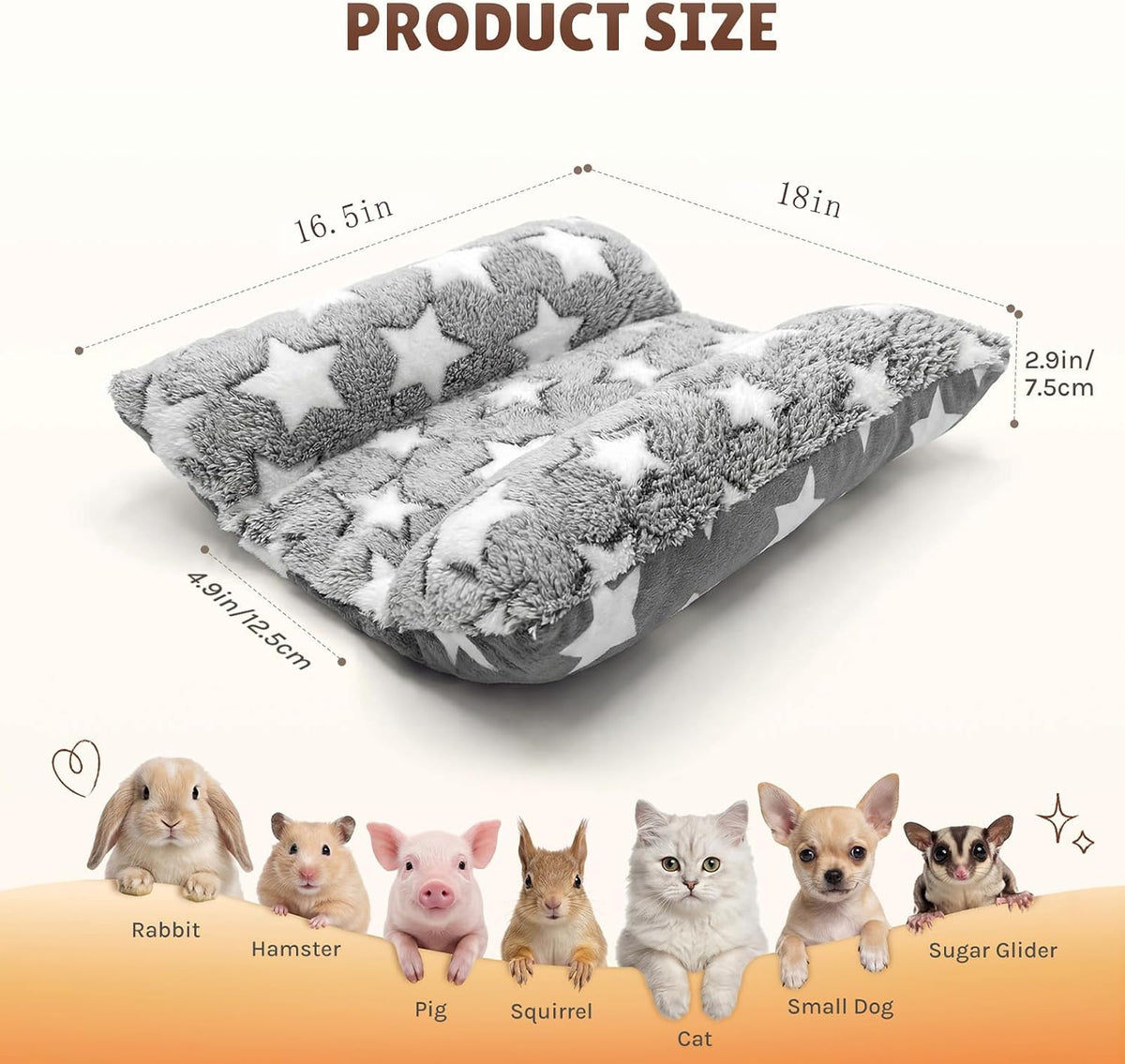 16.5 X 18in Washable Soft Rabbit Bed - Gray+Gray - image 2