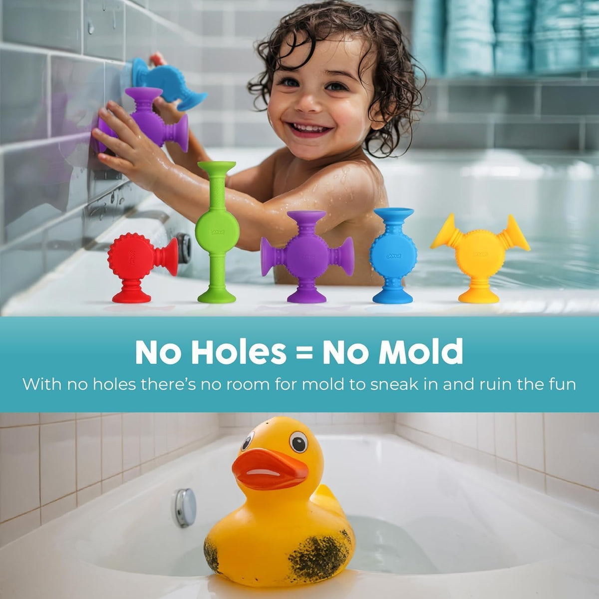 BUNMO Bath Toys Suction, Connect, Build, Create - Sensory Textured - 10 Pk - image 3