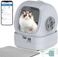 Automatic Self-Cleaning Cat Litter Box with APP-Controlled, Weight Tracking – 86L Ultra-Quiet, Smart Health Monitor, and Safe Anti-Pinch Design (Assembly Required) -Light Grey