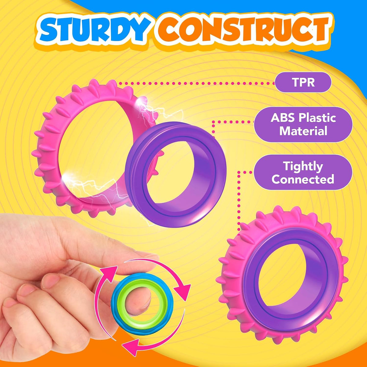 Fidget Toys Sensory Rings for Kids: 12 Pack Finger Spinner Rings - 24pcs - image 2