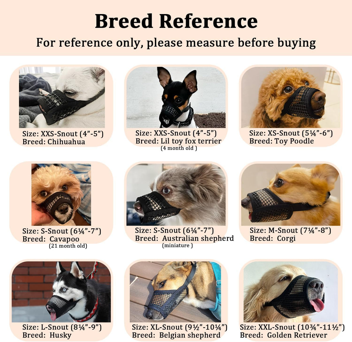 Dog Muzzle, Soft Mesh Muzzles for Small Dogs Biting, XXS - Black / XL-Snout (9½”-10¼”) - image 2