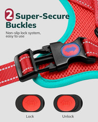 MIDOG No-Pull Dog Harness | Adjustable & Reflective Pet Harness Leash Set for Small Medium Large Dogs Walking, Training| No Choke, Front Clip, Soft Padded Vest with Easy Control Handle - Red, L