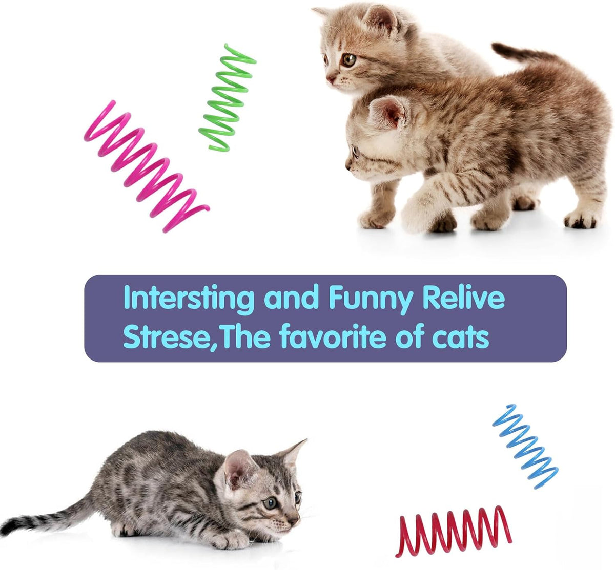 12PCS 12Colors Cat Spring Toys for Indoor Cats – Essentials for Cats - 48psc 12color - image 3