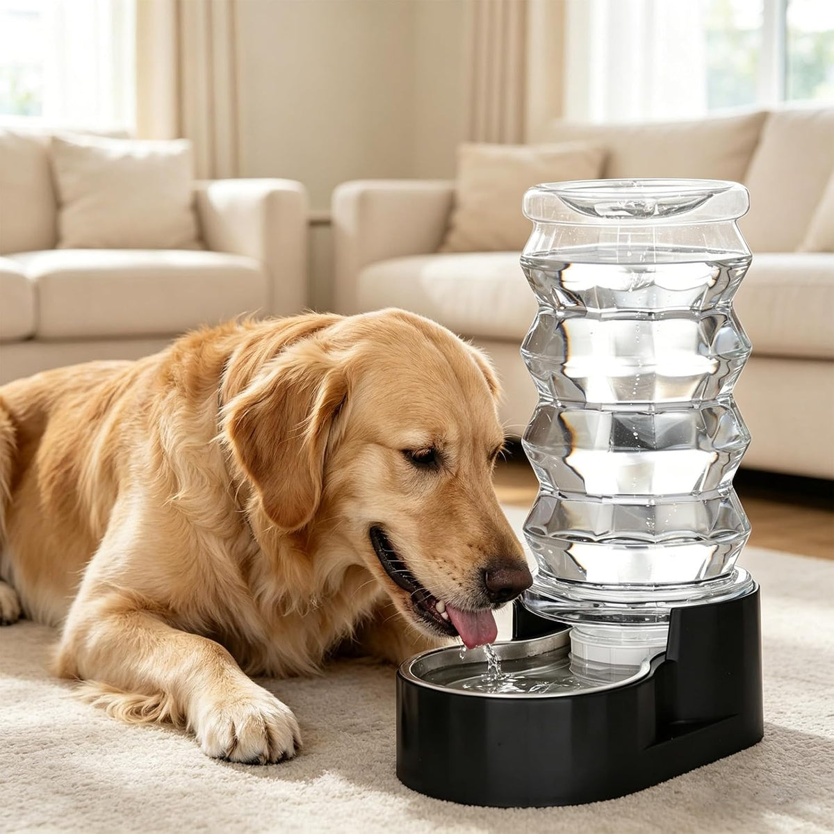 RIZZARI 8L Elevated Dog Water Dispenser: Gravity Waterer for Large - Dark Black / 8L - image 4