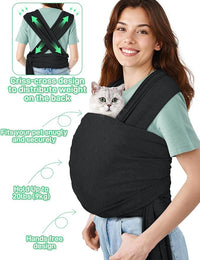 Dog Sling Swaddle Carrier for Small Dog, Cat Front Carriers for Small Pet up to 20lbs, Puppy Pouch with Adjustable Straps, Hands Free Pet Sling, Anti Anxiety Puppy Sling (Black)