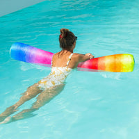 FindUWill 2-pack inflatable fabric-covered pool noodles in blue and green flower print - view 15