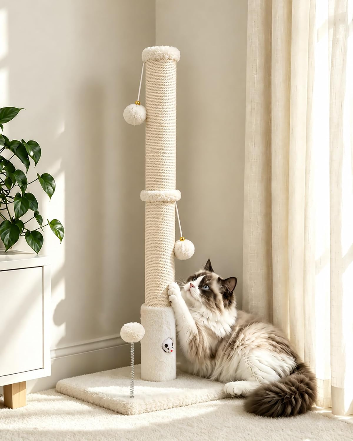 Funny Cat Scratching Posts Sturdy Scratcher Posts 33'' Off White – Essentials for Cats - Off White / 33‘’ - image 3