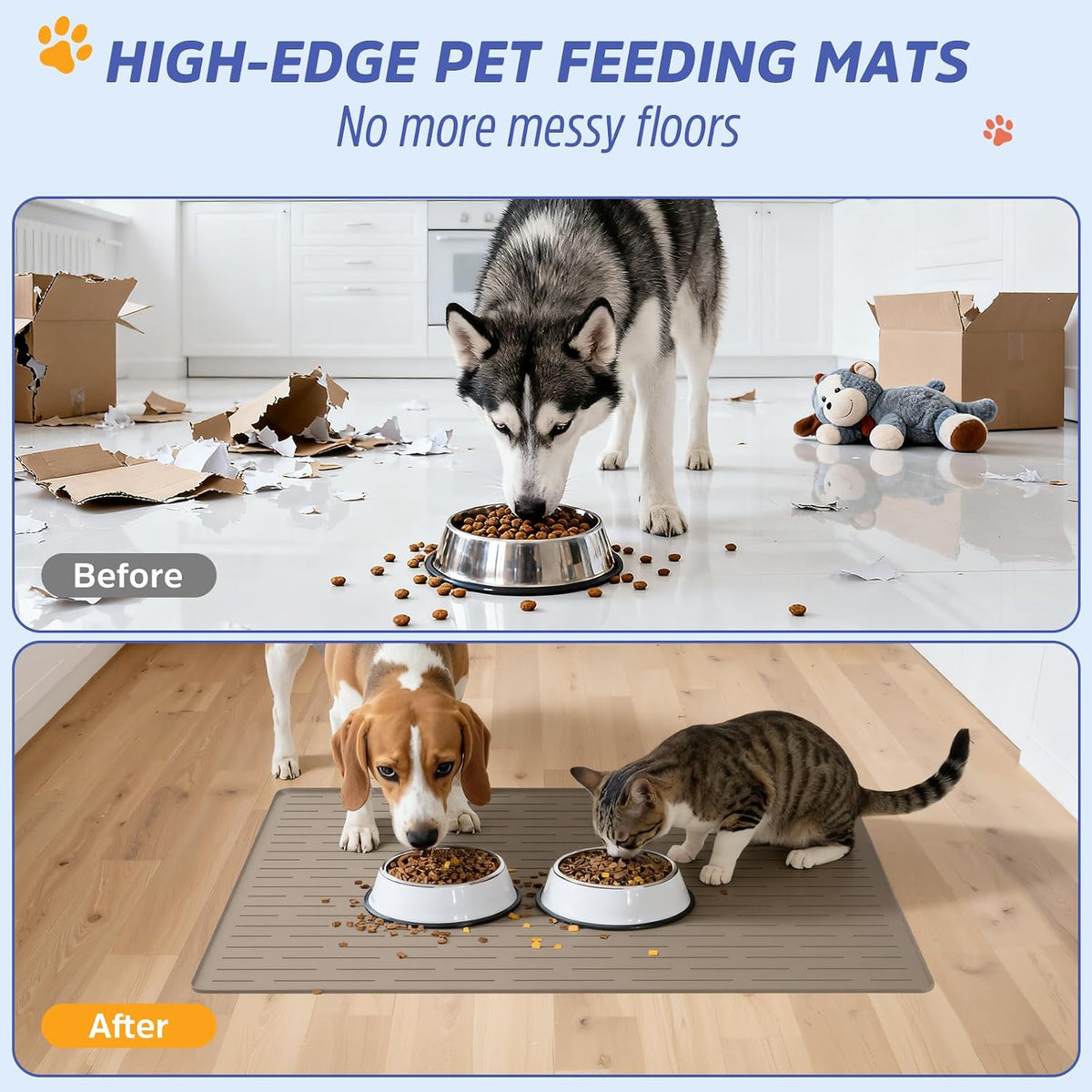 Large Dog Mats for Food and Water - Light Brown / 40"L x 30"W - image 3