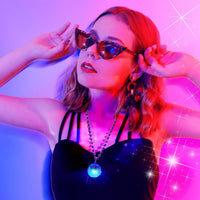 Henoyso 6 pack light up disco ball necklaces in silver with colorful LED lights - view 13