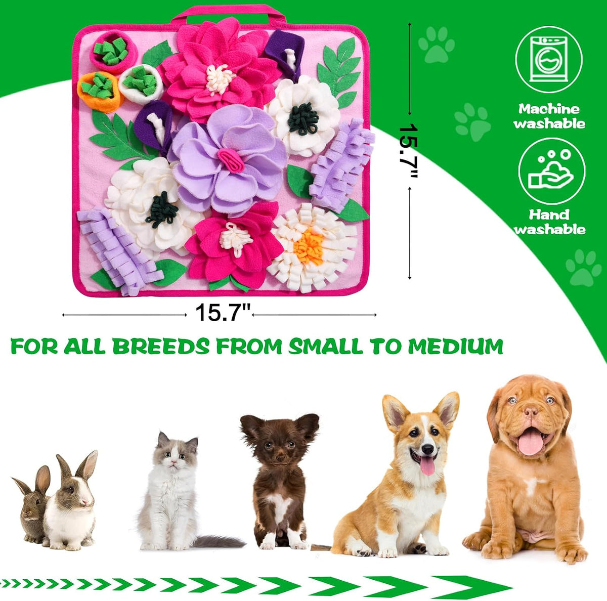 Snuffle Mat for Dogs,Dog Feeding Mat Sniff Mat Interactive Dog Puzzle Mat for Training and Stress - pink - image 3