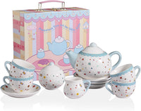 Sweejar porcelain tea set for little girls in pumpkin shape with teapot, cups and saucers