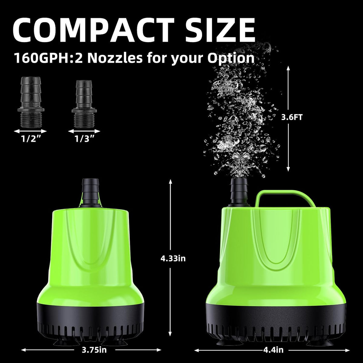 FREESEA Aquarium pump for water change: 660 GPH Drain 40 gal Fast - 12W/160GPH - image 3
