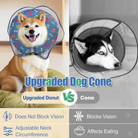 Inflatable Dog Cone Collar, Adjustable Size Soft PVC 2-in-1 Dog Donut Collar After Surgery with Detachable, Inflatable Collar for Small Medium Large Dogs and Cats (Blue, XL)