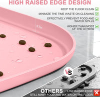 SMILOOL Waterproof Silicone Pet Food Mat with Raised Edge for Dog - Sakura Pink / 12"L x 12"W - image 3