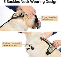 IVY&LANE No Pull Dog Harness with Leash Set, Reflective No Choke Pet Vest,Adjustable Oxford Dog Vest Harness with Easy Control Handle for Medium Lagre Dogs (Checkered Beige,M)