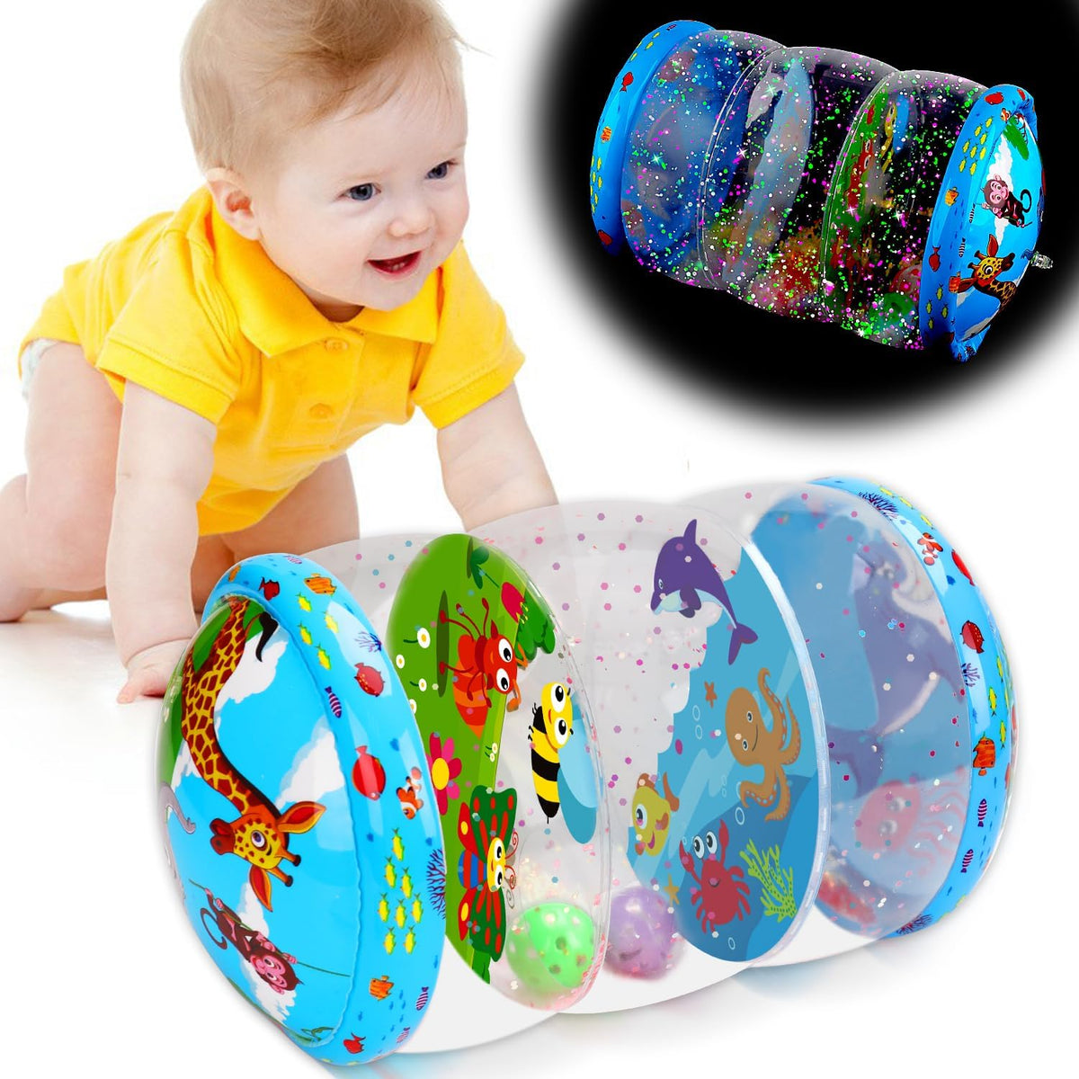 Crawling & Walking Baby Toys 6-12 Months Glowing Inflatable Rolling