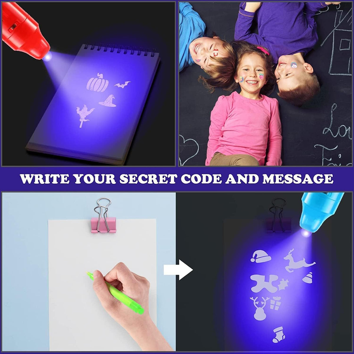 DazSpirit 36 invisible ink pens with built-in UV light, animal cards and gift bags - view 12
