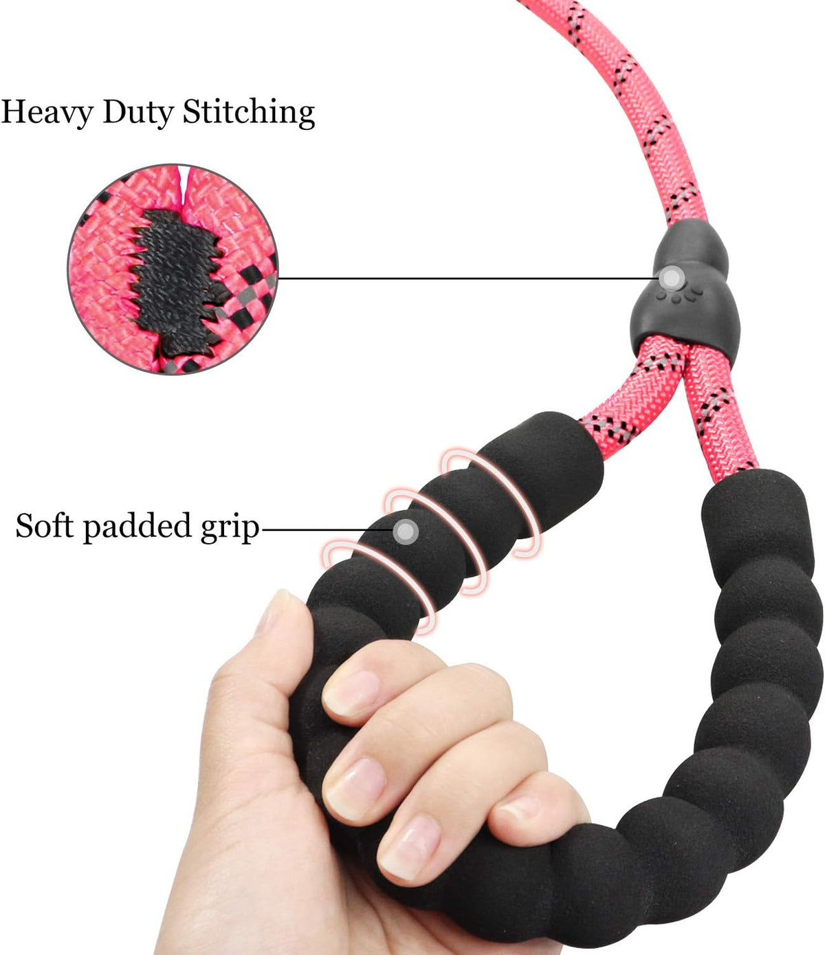 Slip Lead for Dogs, No Pull Training Leash, Padded Handle – Essentials for Dogs - S-5/16"x6'(0-50lbs) / Pink - image 3