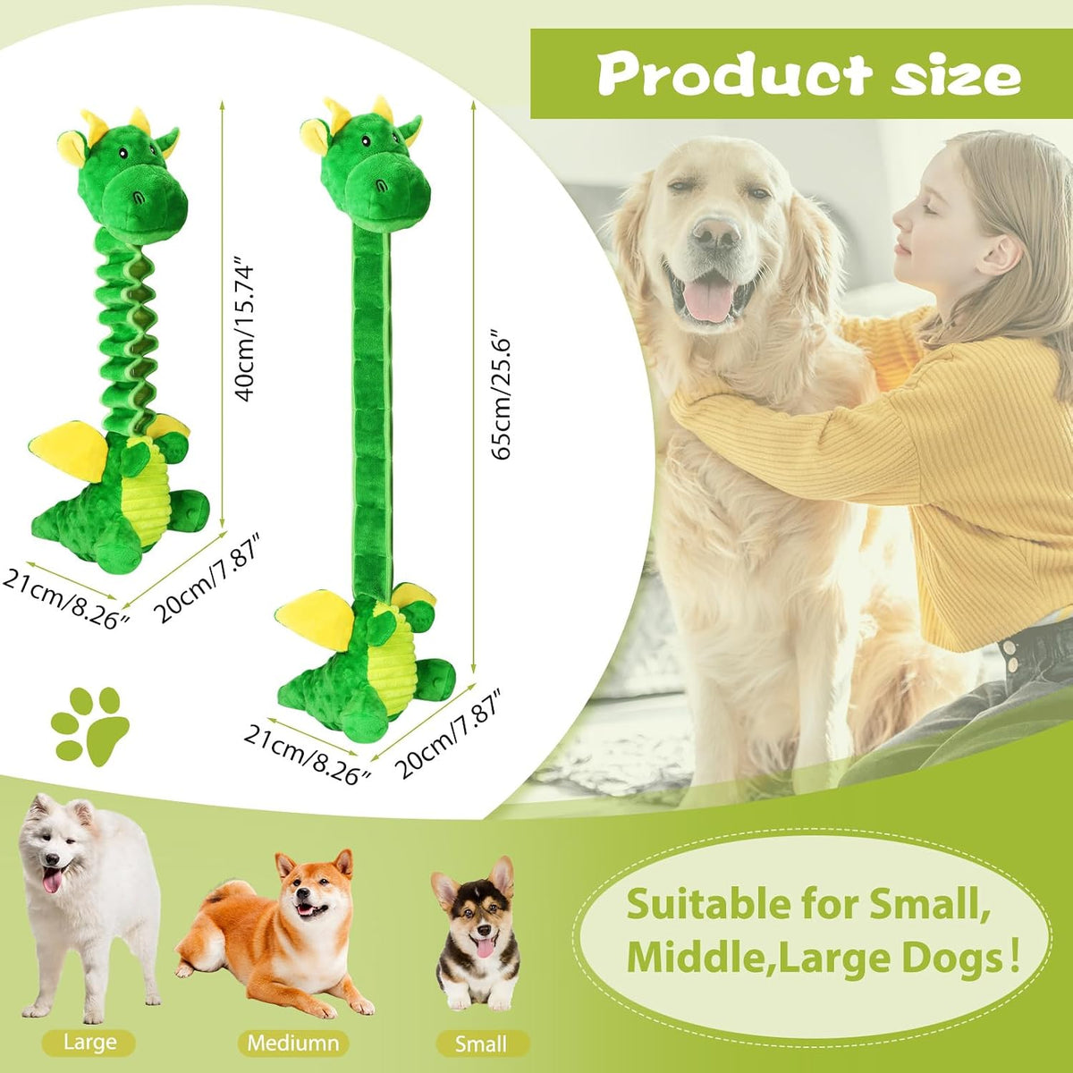 Dog Toys 3-Pack Cute Duck Shapes Puppy Toys No-Stuffing Squeaky - Green / Pterosaur - image 3