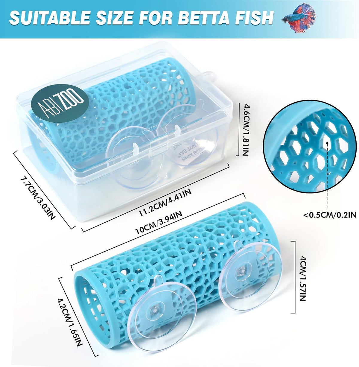 Abizoo Betta Fish Tunnel & Reptile Hide - Light blue - image 2