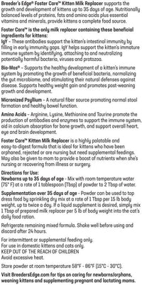 Breeder's Edge Foster Care Feline - Powdered Milk Replacer - for Kittens & Cats - 4.5 LB