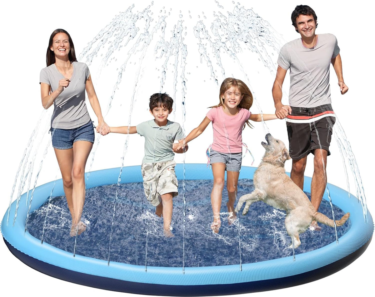 Jasonwell non slip splash pad sprinkler for kids and dogs spraying water in a backyard - view 4