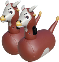 Hearthsong Hop N Go Inflatable Unicorn Riding Bouncy Hopping Toys - Bull / 2 Pack