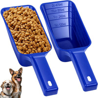 2 Cup Dog Food Scoop, Plastic Pet Food Scoop with Measuring Lines for Accurate Pet Food - Blue